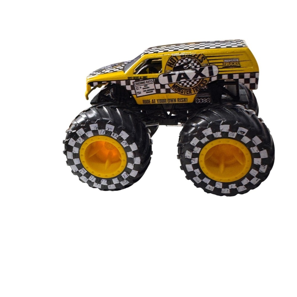 Hot Wheels Monster Trucks Taxi Yellow Checkered 1:64 Scale Die-Cast Toy Car 2018 - Picture 3 of 3